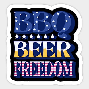 BBQ Beer Freedom Sticker